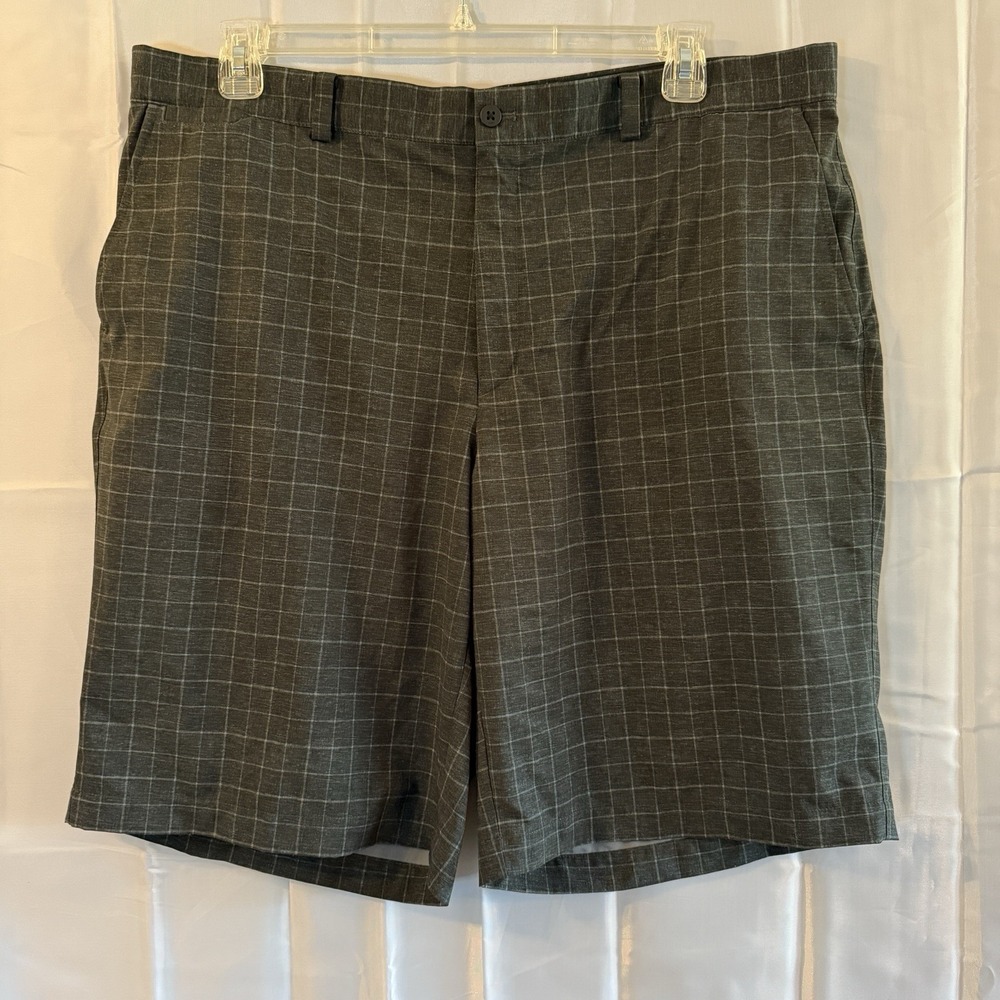 Nike Golf Shorts Men 40 Charcoal Gray Plaid Dri-Fit Dry Performance Athletic